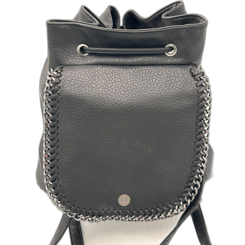 Expressions NYC Black Vegan Leather Backpack w/ Gunmetal Chain Detail NWOT - Picture 11 of 12